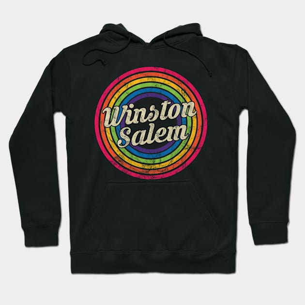 Winston-Salem - Retro Rainbow Faded-Style Hoodie by MaydenArt